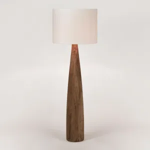 Samson Wood Floor Lamp Saddle Base With White Shade by Florabelle Living, a Floor Lamps for sale on Style Sourcebook