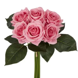 Romance Real Touch Rose Bouquet Mid Pink by Florabelle Living, a Plants for sale on Style Sourcebook