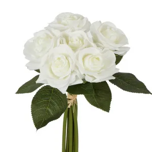 Romance Real Touch Rose Bouquet White by Florabelle Living, a Plants for sale on Style Sourcebook