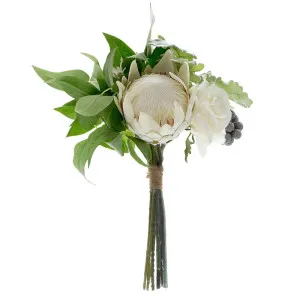 Protea Rose Dusty Miller Mix Bouquet 40Cm White by Florabelle Living, a Plants for sale on Style Sourcebook