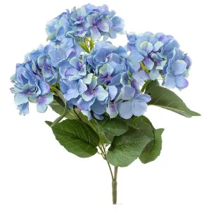 Hydrangea Bundle With Leaves 55Cm Blue by Florabelle Living, a Plants for sale on Style Sourcebook