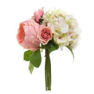 Rose Hydrangea Bouquet 30Cm Pink & Green by Florabelle Living, a Plants for sale on Style Sourcebook