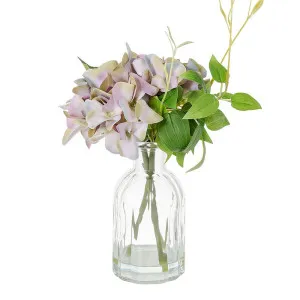 Hydrangea In Glass Vase Blue Lav 23Cm by Florabelle Living, a Plants for sale on Style Sourcebook