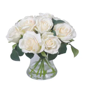 Rose In Glass Vase White by Florabelle Living, a Plants for sale on Style Sourcebook
