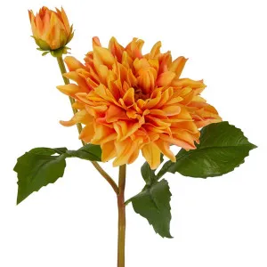 Dahlia Flower Real Touch Stem 74Cm Orange by Florabelle Living, a Plants for sale on Style Sourcebook