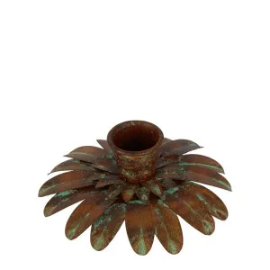 Verdi Leaf Candle Holder Low Rust by Florabelle Living, a Statues & Ornaments for sale on Style Sourcebook