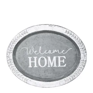 Country Zinc Welcome Home Oval Tray by Florabelle Living, a Statues & Ornaments for sale on Style Sourcebook