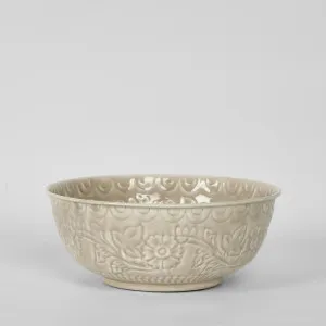 Enamel Bowl Embossed Taupe by Florabelle Living, a Statues & Ornaments for sale on Style Sourcebook