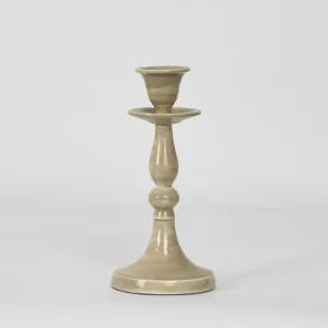 Simou Enamel Candle Stand Taupe by Florabelle Living, a Statues & Ornaments for sale on Style Sourcebook