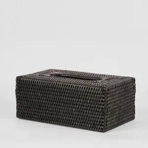 Paume Rattan Rectangle Tissue Box Black by Florabelle Living, a Statues & Ornaments for sale on Style Sourcebook