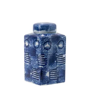 Zaro Lidded Jar Blue & White by Florabelle Living, a Vases & Jars for sale on Style Sourcebook