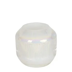 Pearl Stripe Glass Tealight Holder White by Florabelle Living, a Lanterns for sale on Style Sourcebook