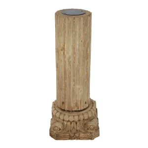 Raj Wooden Pillar Candle Stand by Florabelle Living, a Lanterns for sale on Style Sourcebook