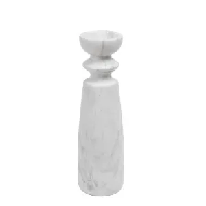 Santiago Marble Candle Stick Large White by Florabelle Living, a Lanterns for sale on Style Sourcebook