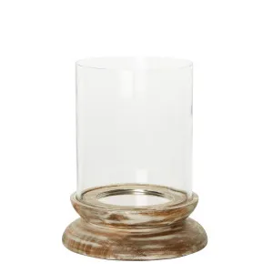 Brodie Glass Hurricane With Wooden Base by Florabelle Living, a Lanterns for sale on Style Sourcebook