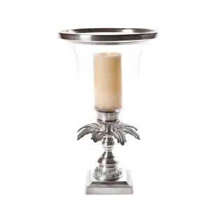 Plantation Hurricane Candle Holder Vase Silver by Florabelle Living, a Lanterns for sale on Style Sourcebook