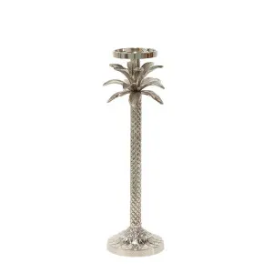 Raffles Palm Candle Stick Silver Medium by Florabelle Living, a Lanterns for sale on Style Sourcebook