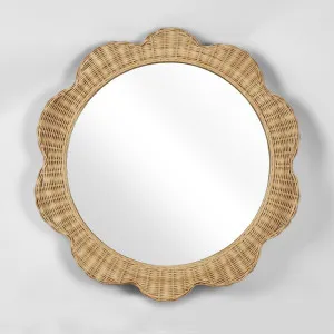 Belle Rattan Scallop Round Mirror by Florabelle Living, a Mirrors for sale on Style Sourcebook
