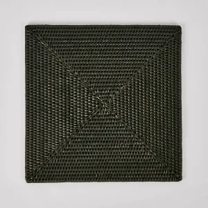 Paume Rattan Square Placemat Black by Florabelle Living, a Placemats for sale on Style Sourcebook