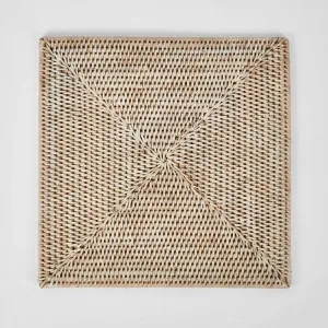 Paume Rattan Square Placemat White Wash by Florabelle Living, a Placemats for sale on Style Sourcebook