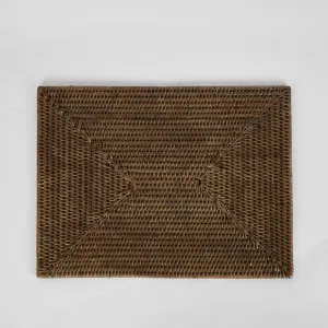 Paume Rattan Rectangle Placemat Antique Brown by Florabelle Living, a Placemats for sale on Style Sourcebook