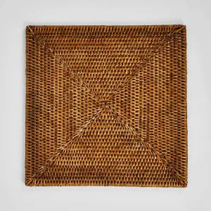 Paume Rattan Square Placemat Antique Brown by Florabelle Living, a Placemats for sale on Style Sourcebook