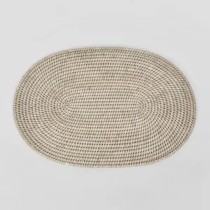 Paume Rattan Oval Placemat White Wash by Florabelle Living, a Placemats for sale on Style Sourcebook