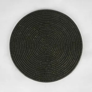 Paume Rattan Round Placemat Black by Florabelle Living, a Placemats for sale on Style Sourcebook