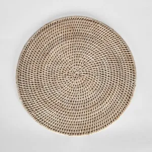 Paume Rattan Round Placemat White Wash by Florabelle Living, a Placemats for sale on Style Sourcebook