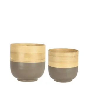 Blana Bamboo Planters Grey Set Of 2 by Florabelle Living, a Plant Holders for sale on Style Sourcebook
