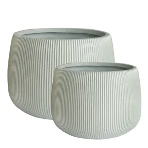 Zagg Low Planters Set Of Two White by Florabelle Living, a Plant Holders for sale on Style Sourcebook