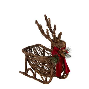 Randolph Rattan Sleigh With Red Velvet Bow by Florabelle Living, a Christmas for sale on Style Sourcebook