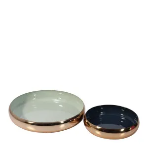 Toby Décor Brass Bowls Set Of 2 Teal Pearl Grey by Florabelle Living, a Platters & Serving Boards for sale on Style Sourcebook