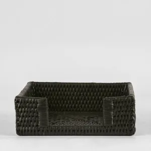 Paume Rattan Square Napkin Box Black by Florabelle Living, a Platters & Serving Boards for sale on Style Sourcebook
