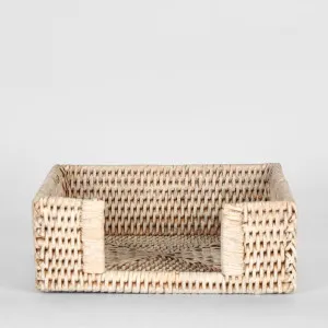 Paume Rattan Square Napkin Box White Wash by Florabelle Living, a Platters & Serving Boards for sale on Style Sourcebook