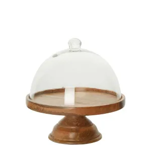 Alicia Glass Cloche Cake Cover With Wooden Base Large by Florabelle Living, a Platters & Serving Boards for sale on Style Sourcebook