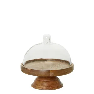 Alicia Glass Cloche Cake Cover With Wooden Base Small by Florabelle Living, a Platters & Serving Boards for sale on Style Sourcebook
