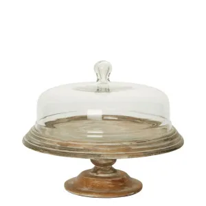 Bessie Glass Cloche Cake Cover With Wooden Base by Florabelle Living, a Platters & Serving Boards for sale on Style Sourcebook