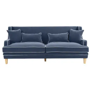 Bondi Hamptons 3 Seat Sofa Navy W/White Piping by Florabelle Living, a Sofas for sale on Style Sourcebook