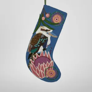 Kookaburra Embroidered Stocking Blue by Florabelle Living, a Christmas for sale on Style Sourcebook