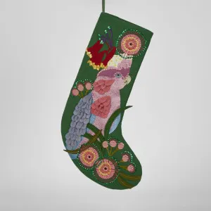 Parrot Embroidered Stocking Green by Florabelle Living, a Christmas for sale on Style Sourcebook