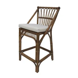 Cayman Rattan Hamptons Barstool Natural W/Cream Cushions & Footrest by Florabelle Living, a Stools for sale on Style Sourcebook