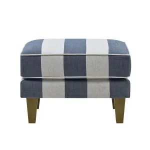 Bondi Hamptons Ottoman Denim/Cream Stripe by Florabelle Living, a Stools for sale on Style Sourcebook