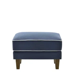 Bondi Hamptons Ottoman Navy W/White Piping by Florabelle Living, a Stools for sale on Style Sourcebook