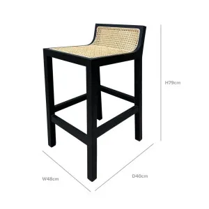 Amalfi Elm Wood And Rattan Barstool Black by Florabelle Living, a Stools for sale on Style Sourcebook