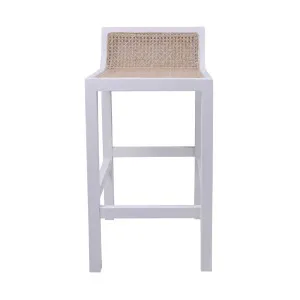 Amalfi Elm Wood And Rattan Barstool White by Florabelle Living, a Stools for sale on Style Sourcebook