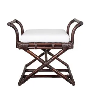 Bahamas Cross Leg Stool Brown With Cushion by Florabelle Living, a Stools for sale on Style Sourcebook