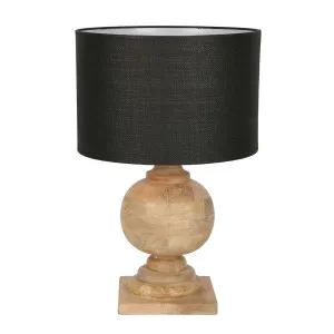 Coach Table Lamp Natural With Black Shade by Florabelle Living, a Table & Bedside Lamps for sale on Style Sourcebook