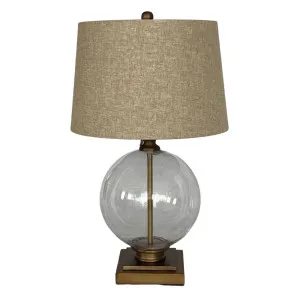 Ivy Antique Brass And Glass With Natural Linen Shade by Florabelle Living, a Table & Bedside Lamps for sale on Style Sourcebook