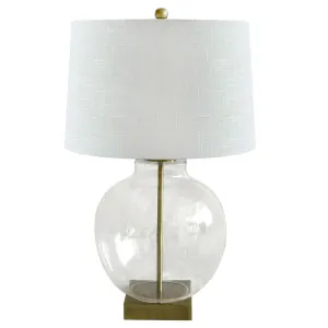 Ellyn Glass And Brass Lamp With White Linen Shade by Florabelle Living, a Table & Bedside Lamps for sale on Style Sourcebook